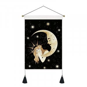 Tapiserie se střapci 35x50 cm, nástěnná dekorace MĚSÍC 1 Tapiserie se střapci 35x50 cm, nástěnná dekorace MĚSÍC 1