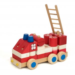Dřevěné HASIČSKÉ AUTO, 22 cm, 35 kostek, barevné Dřevěné HASIČSKÉ AUTO, 22 cm, 35 kostek, barevné