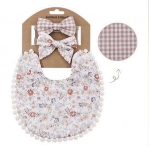 Oboustranný bryndák s čelenkou, hnědý vzor Oboustranný bryndák s čelenkou, hnědý vzor