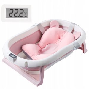 Dětská vanička PREMIUM, skládací, teploměr, lehátko, růžová Dětská vanička PREMIUM, skládací, teploměr, lehátko, růžová