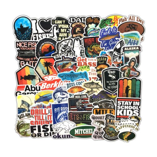 51 ks barevných samolepek na skateboard, snowboard, notebook, kytaru, ap., materiál vinyl, laminovaný povrch, odolné vůči vyblednutí, voděodolné. FISH STICKERS