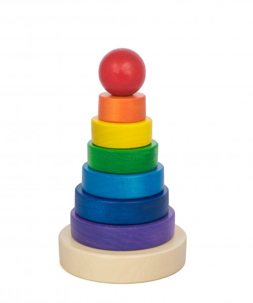 Dětské dřevěné hrací kostky VĚŽ kulatá, barevná