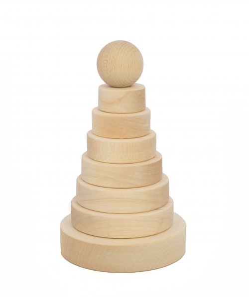 Dětské dřevěné hrací kostky VĚŽ kulatá, přírodní