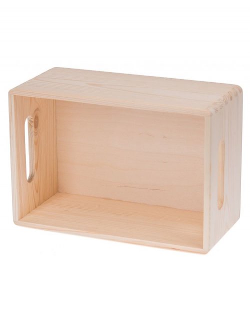Dřevěná bedýnka s úchyty 30x20x14 cm