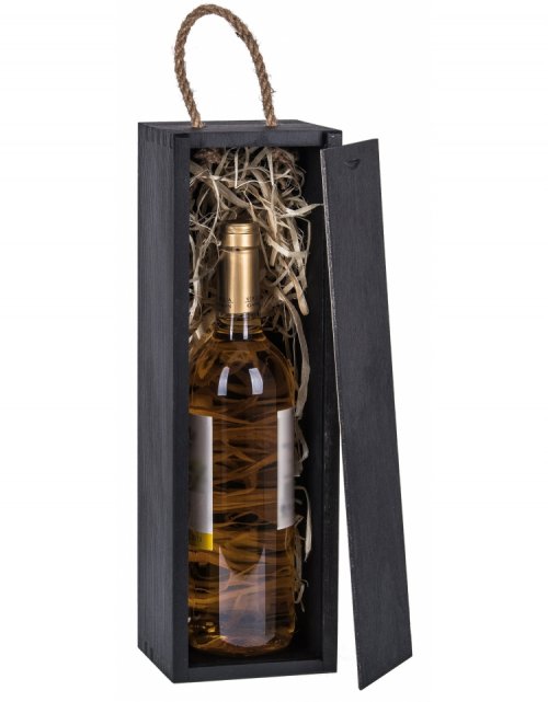 Dřevěná dárková kazeta na alkohol 36x11x11 cm, barva černá