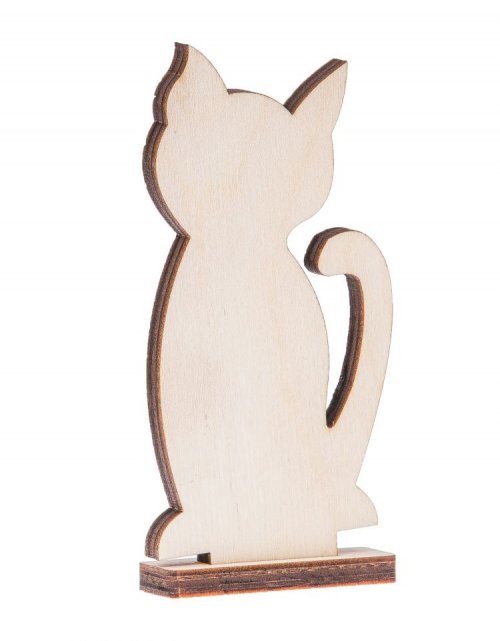 Dřevěná kočička na podstavci 10 cm