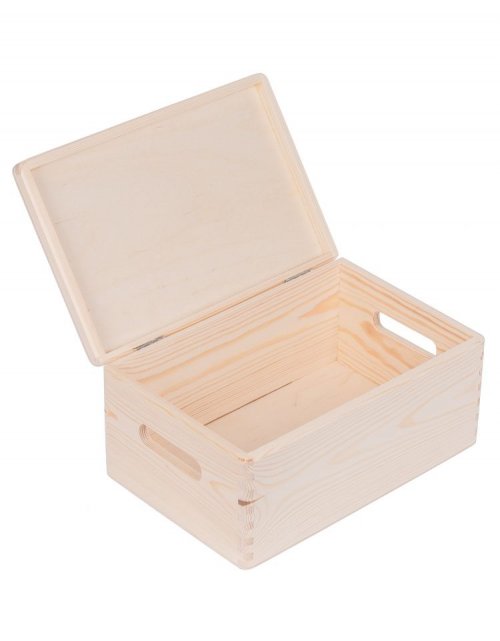 Dřevěná krabička s víkem a úchyty 30x20x14 cm