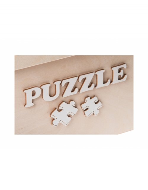 Dřevěný box na hračky PUZZLE bílé, 25x25x20 cm