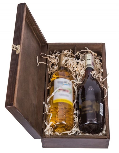 Dřevěný dárkový box na alkohol 35x20x11 cm, bronzový