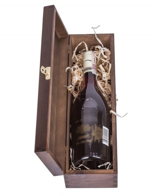 Dřevěný dárkový box na alkohol 36x11x10 cm, barva bronzová