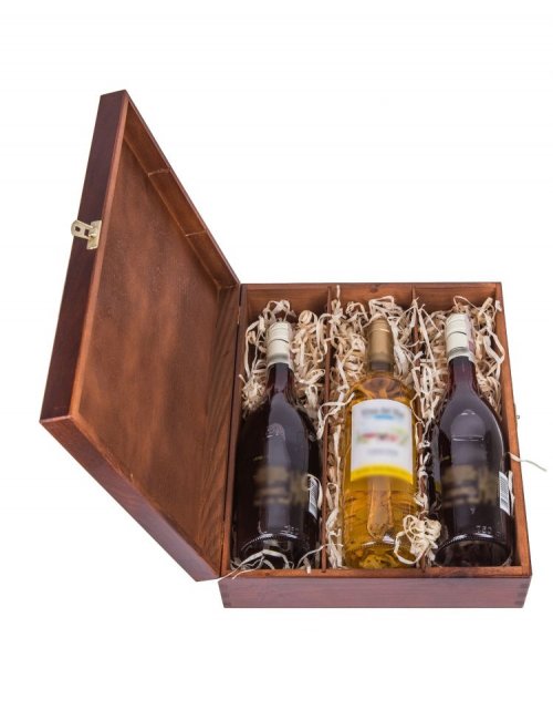 Dřevěný dárkový box na alkohol 36x30x10 cm, ořechový