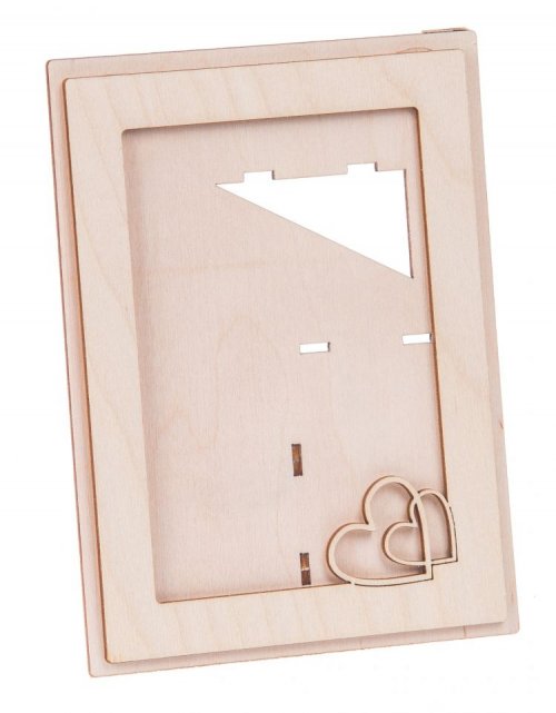 Dřevěný fotorámeček se srdcem,10x15 cm