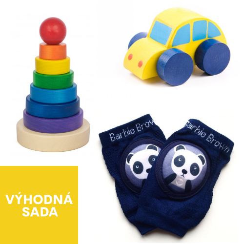 HRACÍ SET Dřevěné autíčko + věž + nákoleníky