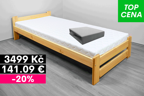 Postel 80x200 cm + rošt + matrace + prostěradlo