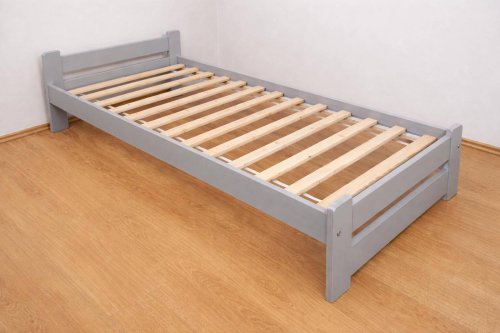 Postel z masivu EDA 80x200 cm, šedá, rošt, matrace Medical