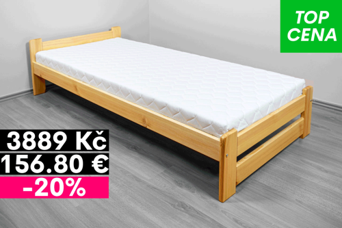 Postel z masivu EDA 90x200 cm, rošt, matrace Vital
