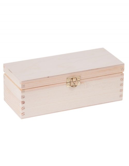 Přírodní dřevěná čajová kazeta 3 přihrádky, 22x9x8 cm zapínací