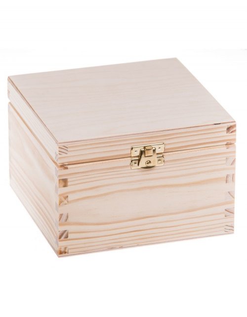 Přírodní dřevěná dárková krabička 16x16x10 cm