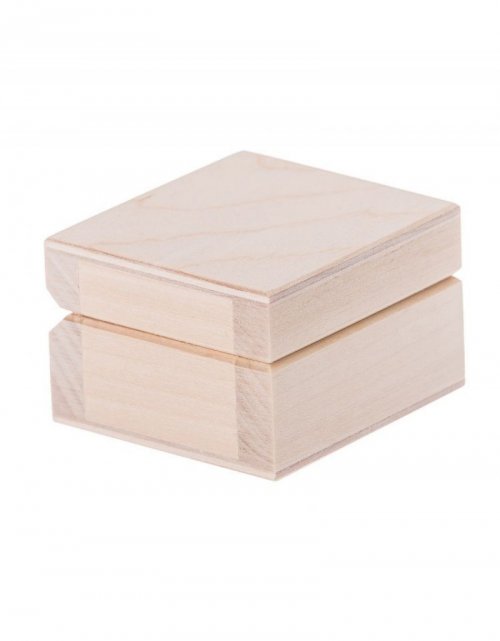 Přírodní dřevěná dárková krabička 6x6x3,8 cm