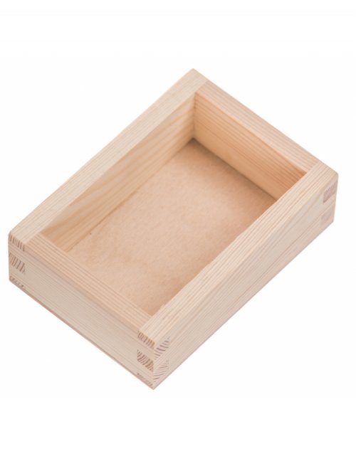 Přírodní dřevěná krabička na vizitky 7x10x3,5 cm