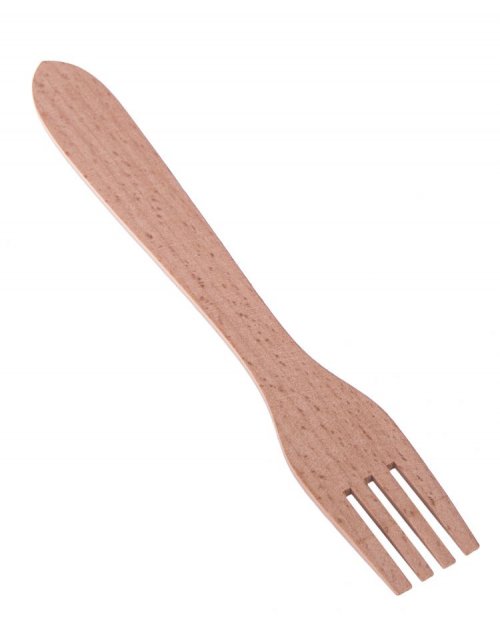 Přírodní dřevěná vidlička 4-zubá 28 cm