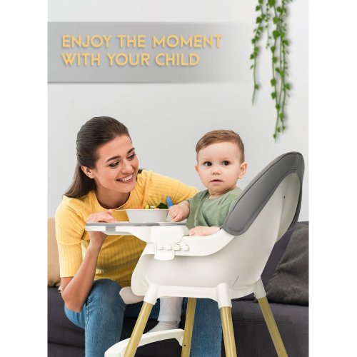 Dětská jídelní židlička Bonnie, pro děti od 6 měsíců, odnímatelný potah sedáku, nastavitelný pultík, 5 bodové bezpečnostní pásy, přestavitelná na nízkou židličku, maximální pohodlí při jídle