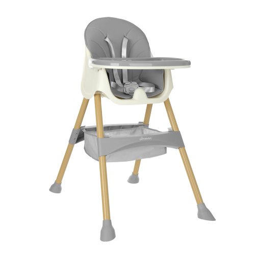 Skládací jídelní židlička Uno, pro děti od 6 měsíců, odnímatelný potah sedáku, nastavitelný pultík, 5 bodové bezpečnostní pásy, přestavitelná na nízkou židličku, maximální pohodlí při jídle