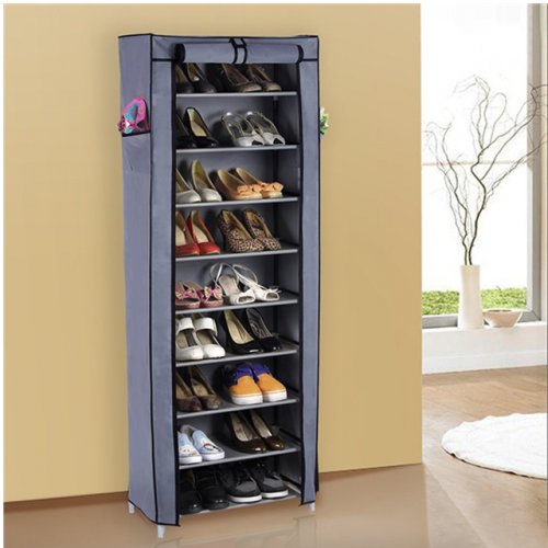 Skříň, organizér na obuv, botník 160 cm, šedá