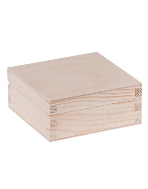 Víceúčelová přírodní dřevěná krabička 12x12x5 cm
