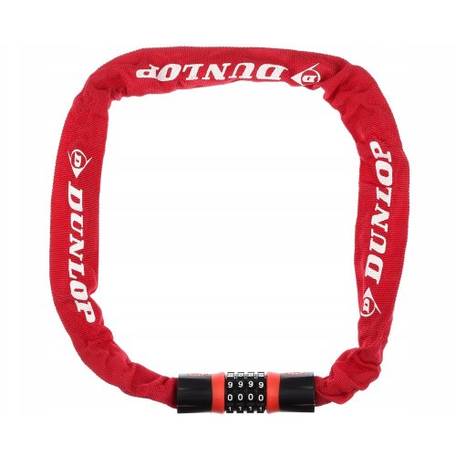 Zámek na kolo Dunlop s kódovým zamykáním, řetězový, barva červená