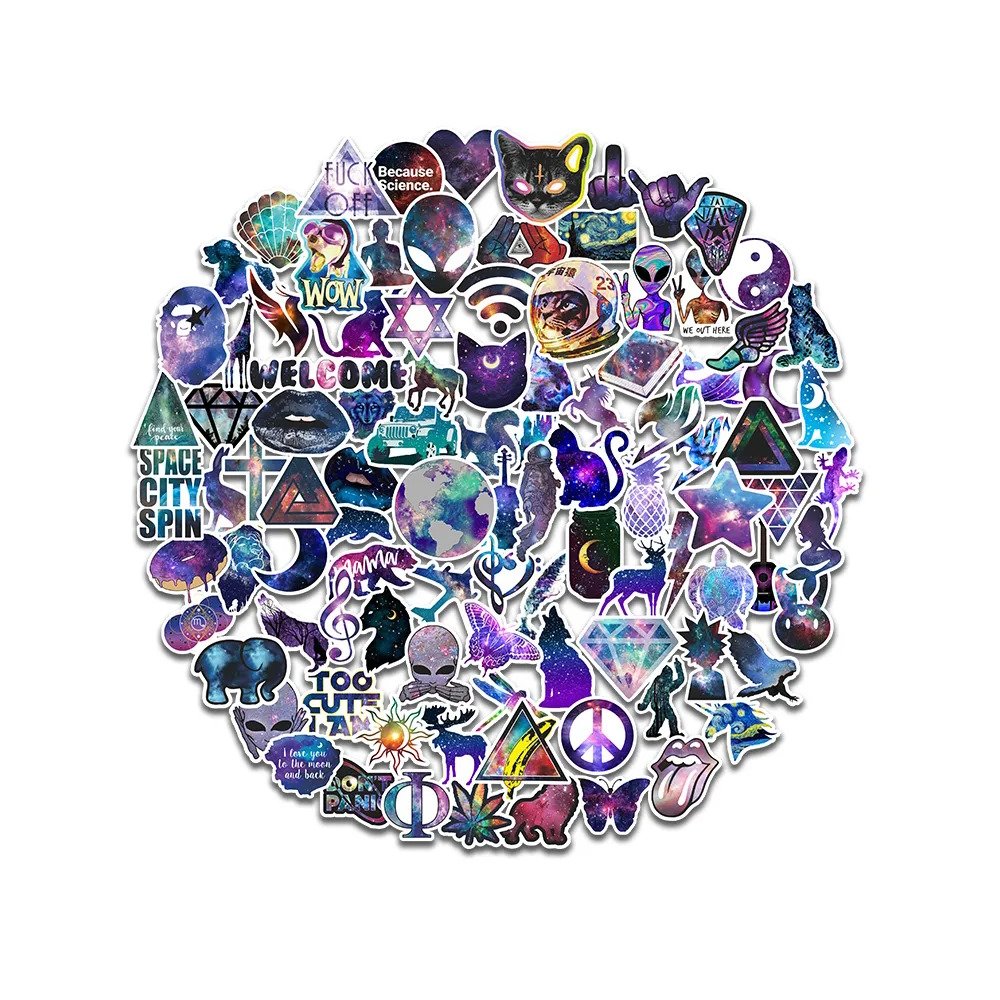 100 ks barevných samolepek na skateboard, snowboard, notebook, kytaru, ap., materiál vinyl, laminovaný povrch, odolné vůči vyblednutí, voděodolné. GALAXY STICKERS 100 ks barevných samolepek na skateboard, snowboard, notebook, kytaru, ap., materiál vinyl, laminovaný povrch, odolné vůči vyblednutí, voděodolné. GALAXY STICKERS