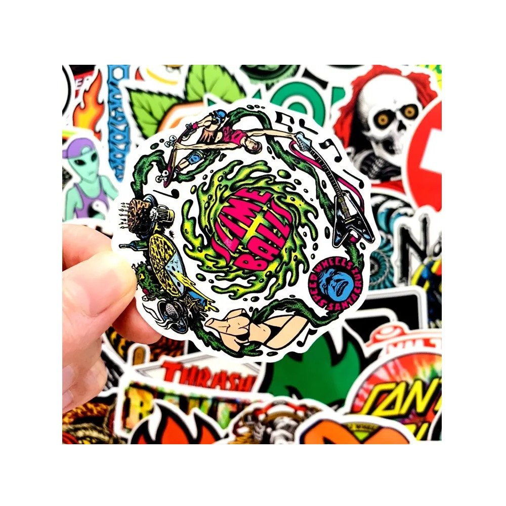 100 ks barevných samolepek na skateboard, snowboard, notebook, kytaru, ap., materiál vinyl, laminovaný povrch, odolné vůči vyblednutí, voděodolné. SNB STICKERS 100 ks barevných samolepek na skateboard, snowboard, notebook, kytaru, ap., materiál vinyl, laminovaný povrch, odolné vůči vyblednutí, voděodolné. SNB STICKERS