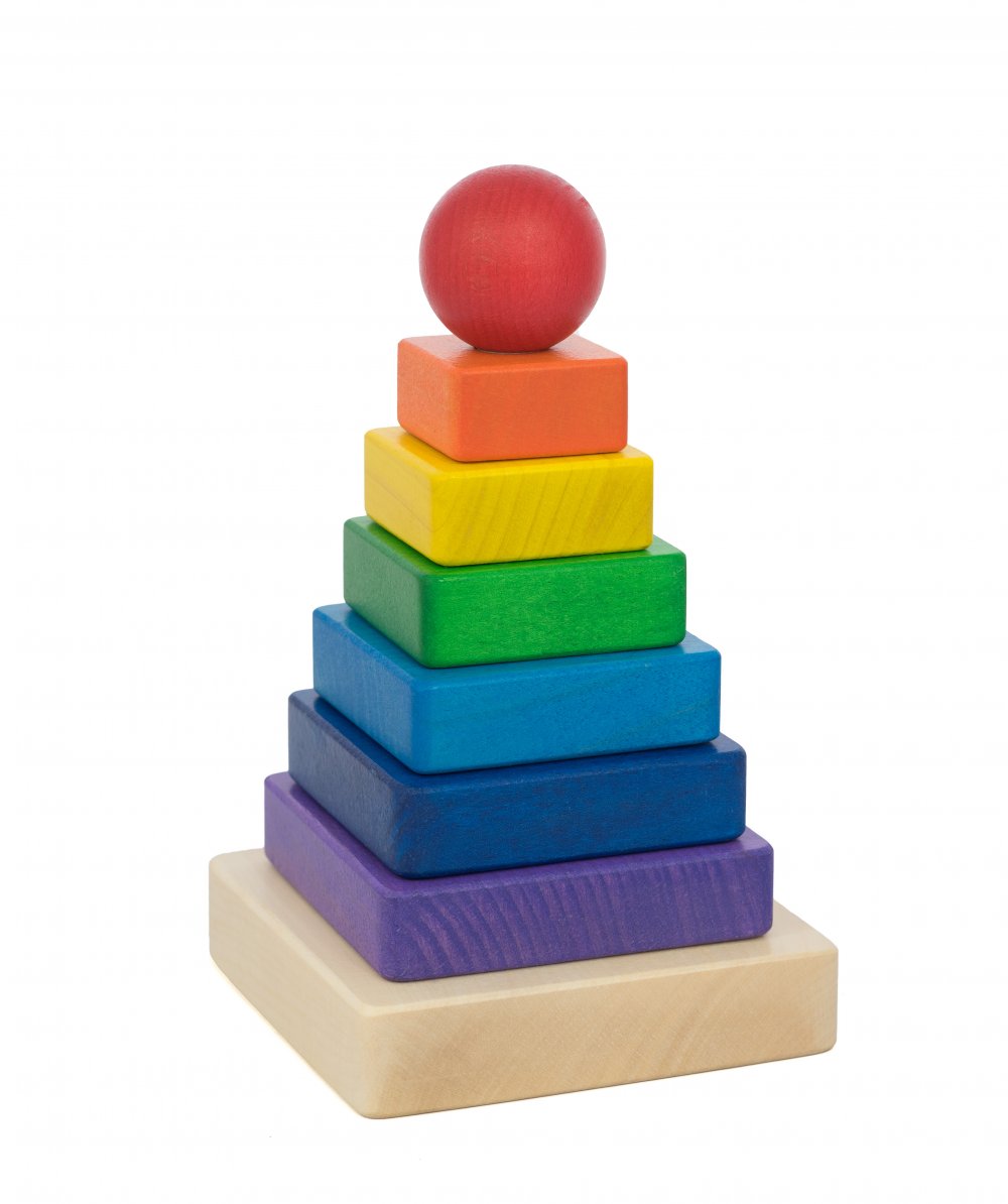 Dětské dřevěné hrací kostky VĚŽ čtvercová, barevná