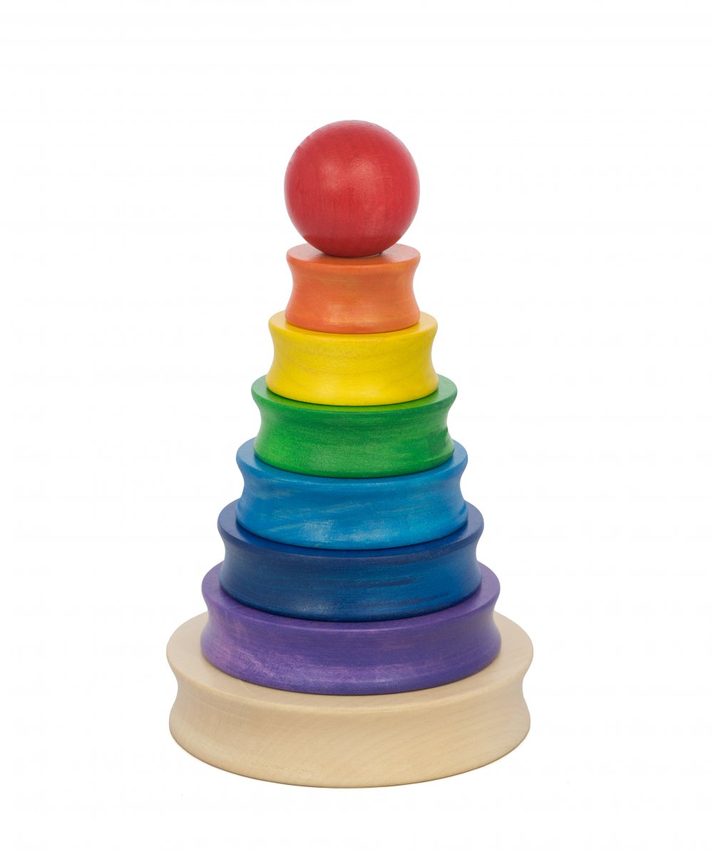 Dětské dřevěné hrací kostky VĚŽ kulatá tvarovaná, barevná