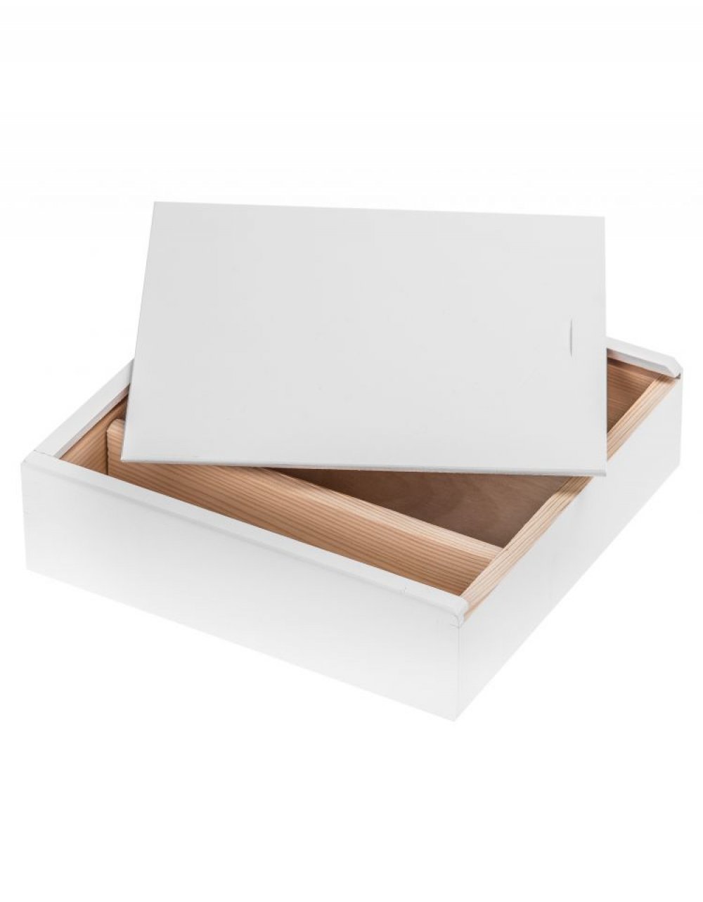 Dřevěný box na fotky a USB Flash disk, 19x19x5 cm, bílá