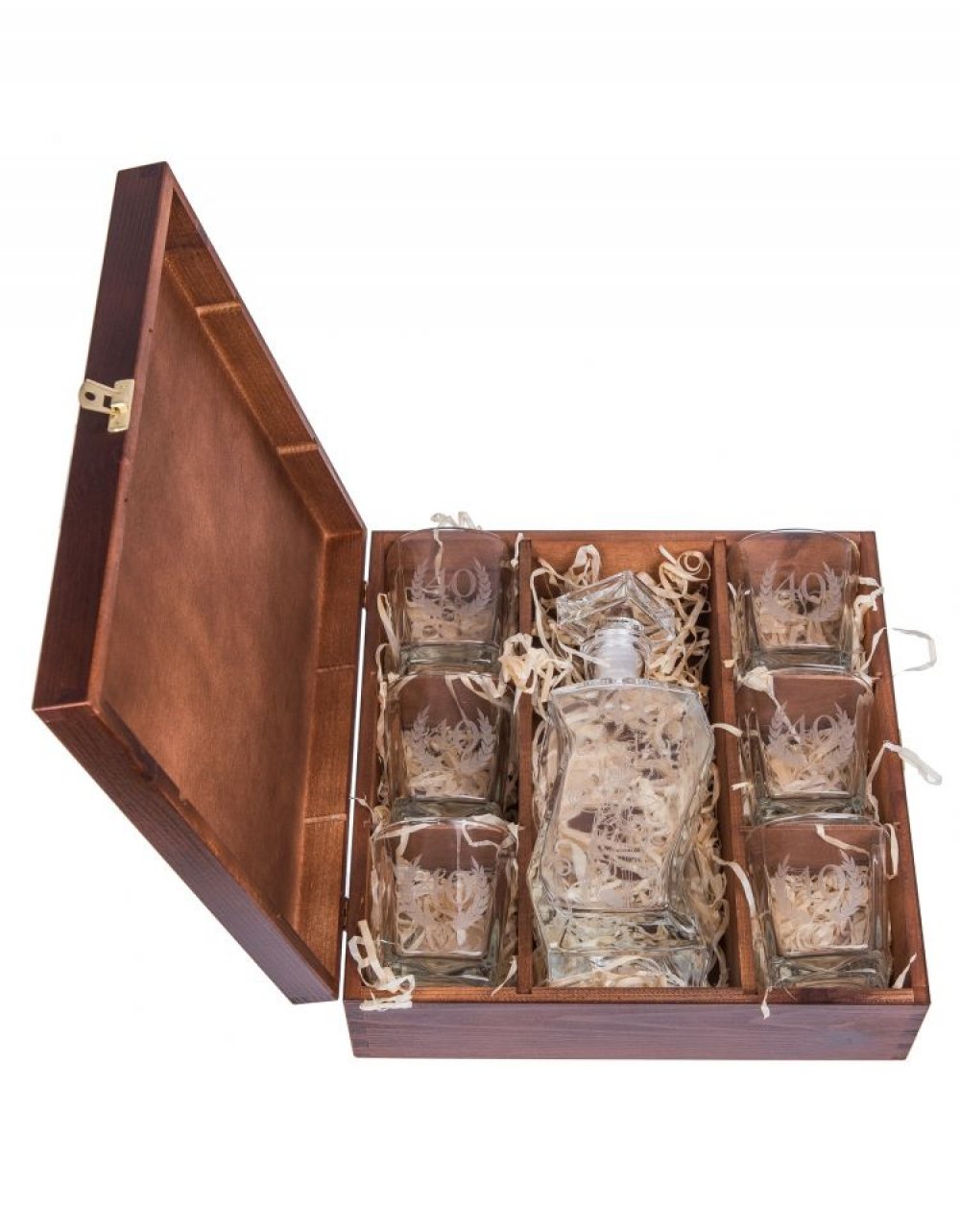 Dřevěný dárkový box na alkohol 32x32x11 cm, ořechový