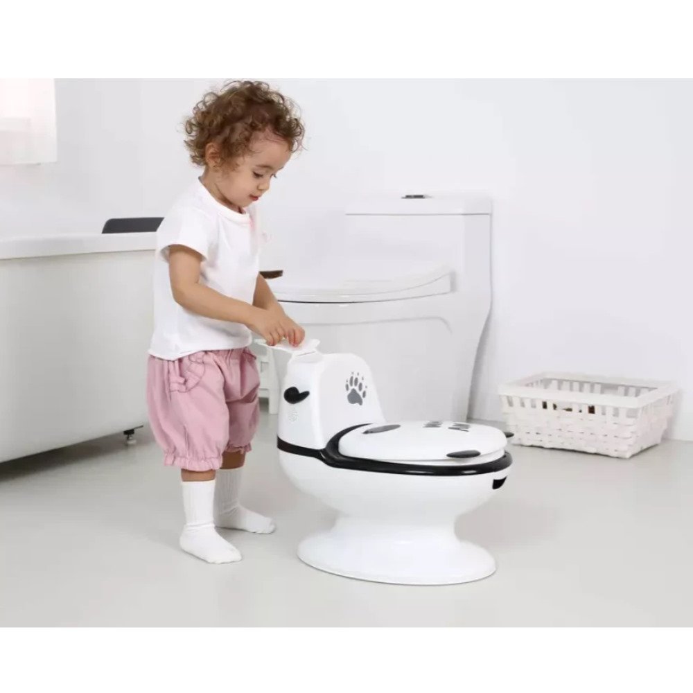Interaktivní toaleta pro děti PANDA, zvuky splachování, vyjímatelná toaletní nádoba, hygienický, bezpečný, stabilní