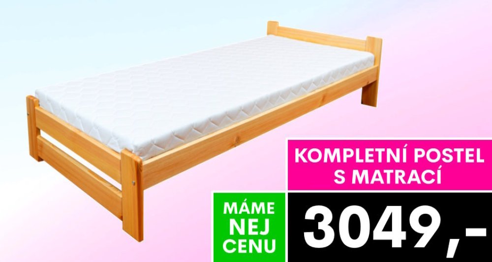 Postel Eda 80x200 cm s matrací Relax, kompletní jednolůžková postel