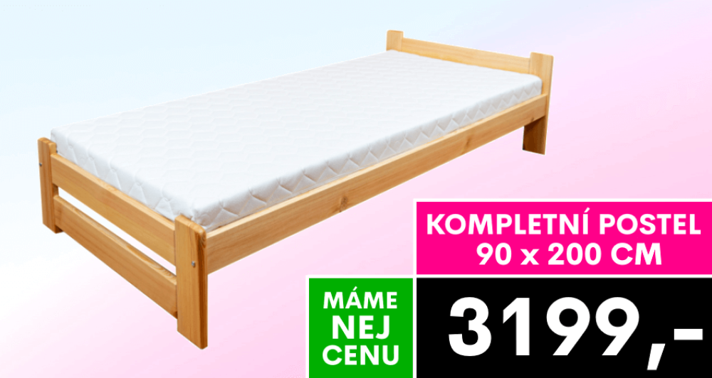 Postel Eda 90x200 cm s matrací Relax, kompletní jednolůžková postel