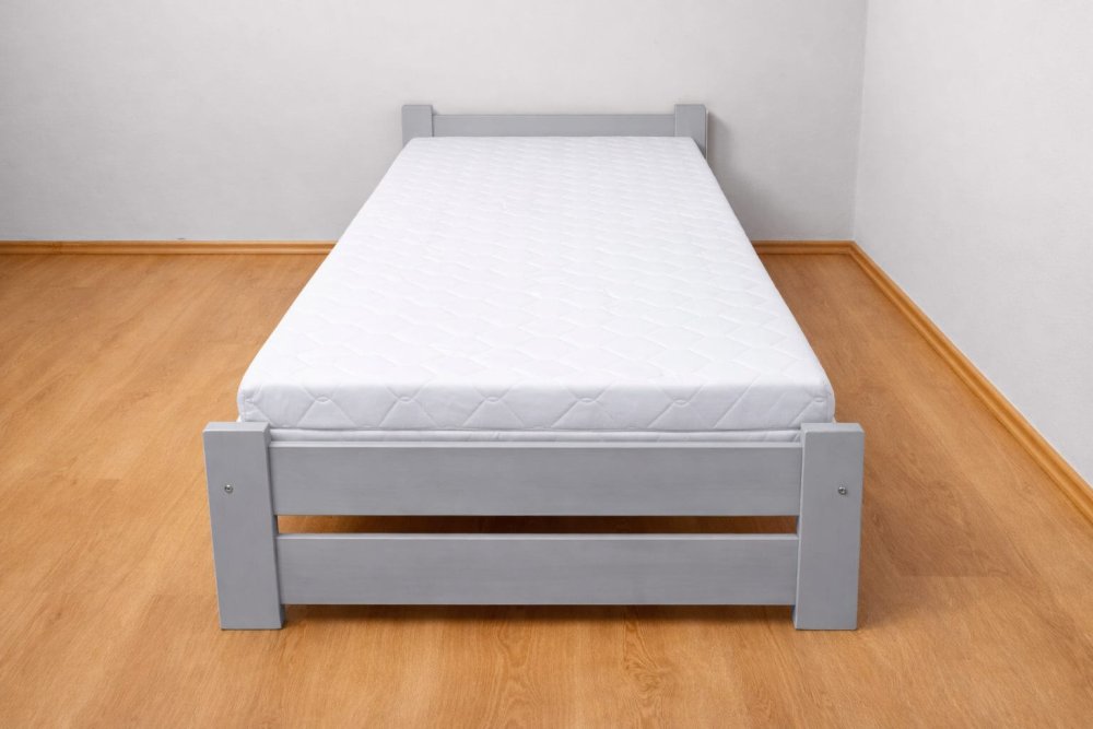 Postel z masivu EDA 80x200 cm, šedá, rošt, matrace Medical