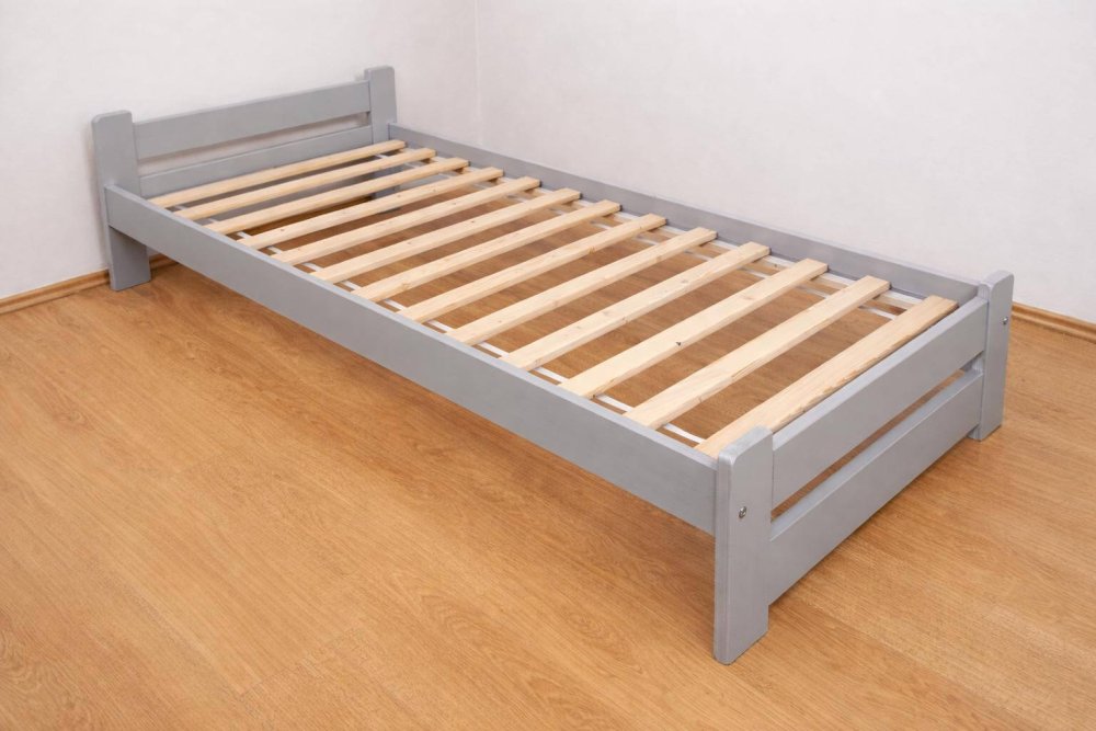 Postel z masivu EDA 80x200 cm, šedá, rošt, matrace Medical