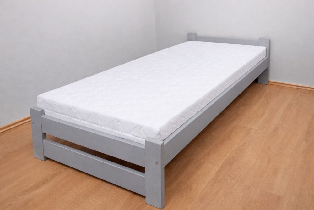 Postel z masivu EDA 80x200 cm, šedá, rošt, matrace Relax