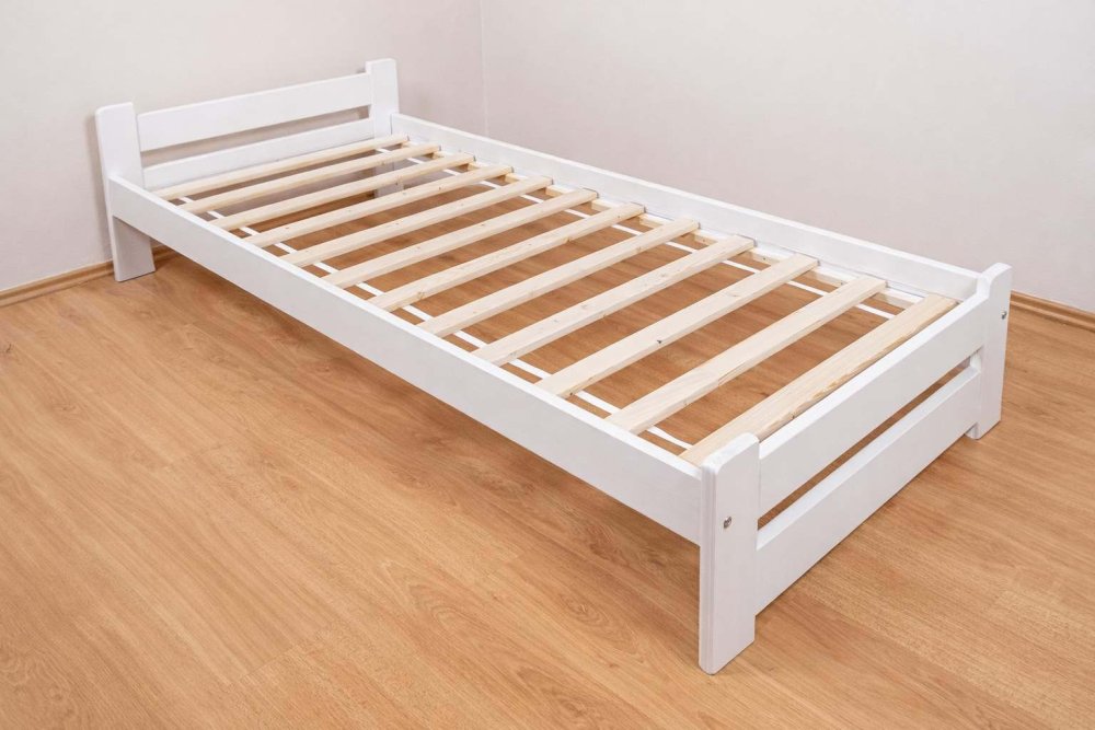 Postel z masivu EDA 90x200 cm, bílá, rošt, matrace Medical