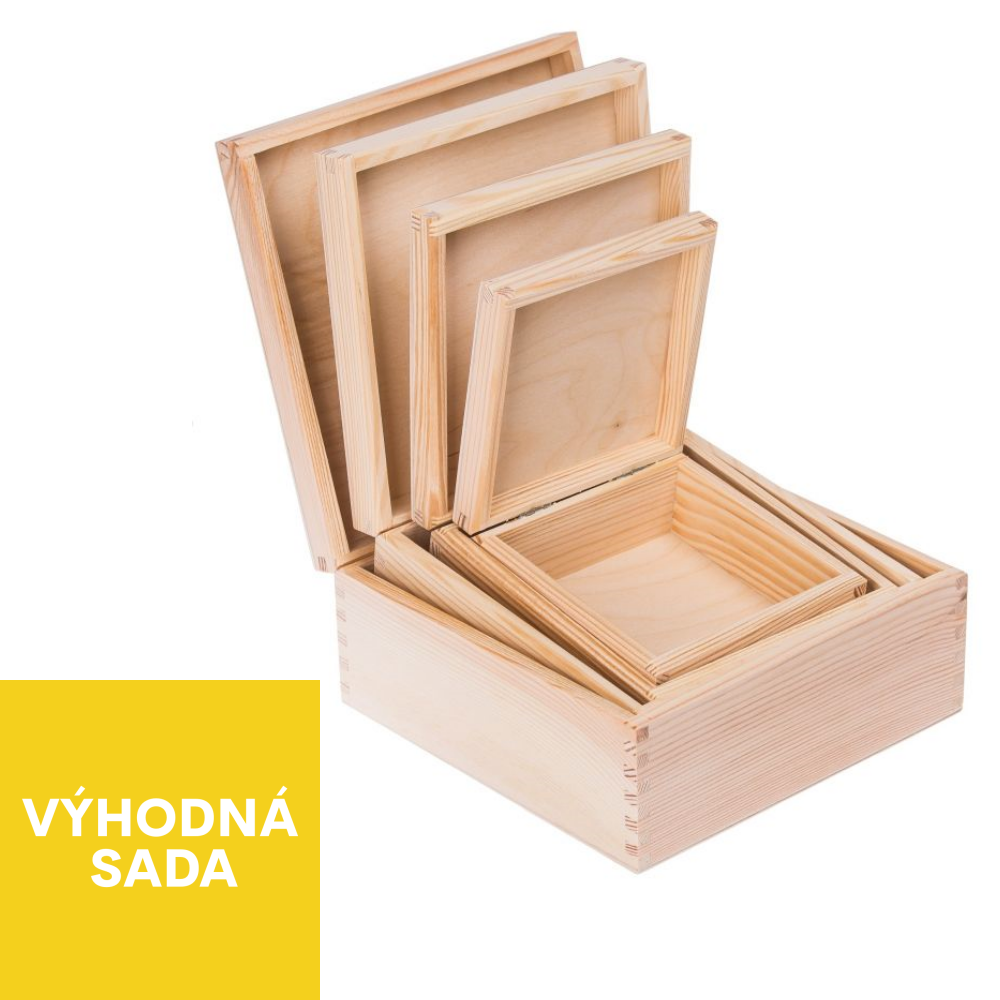 Sada dřevěných krabiček 4v1 - čtvercová