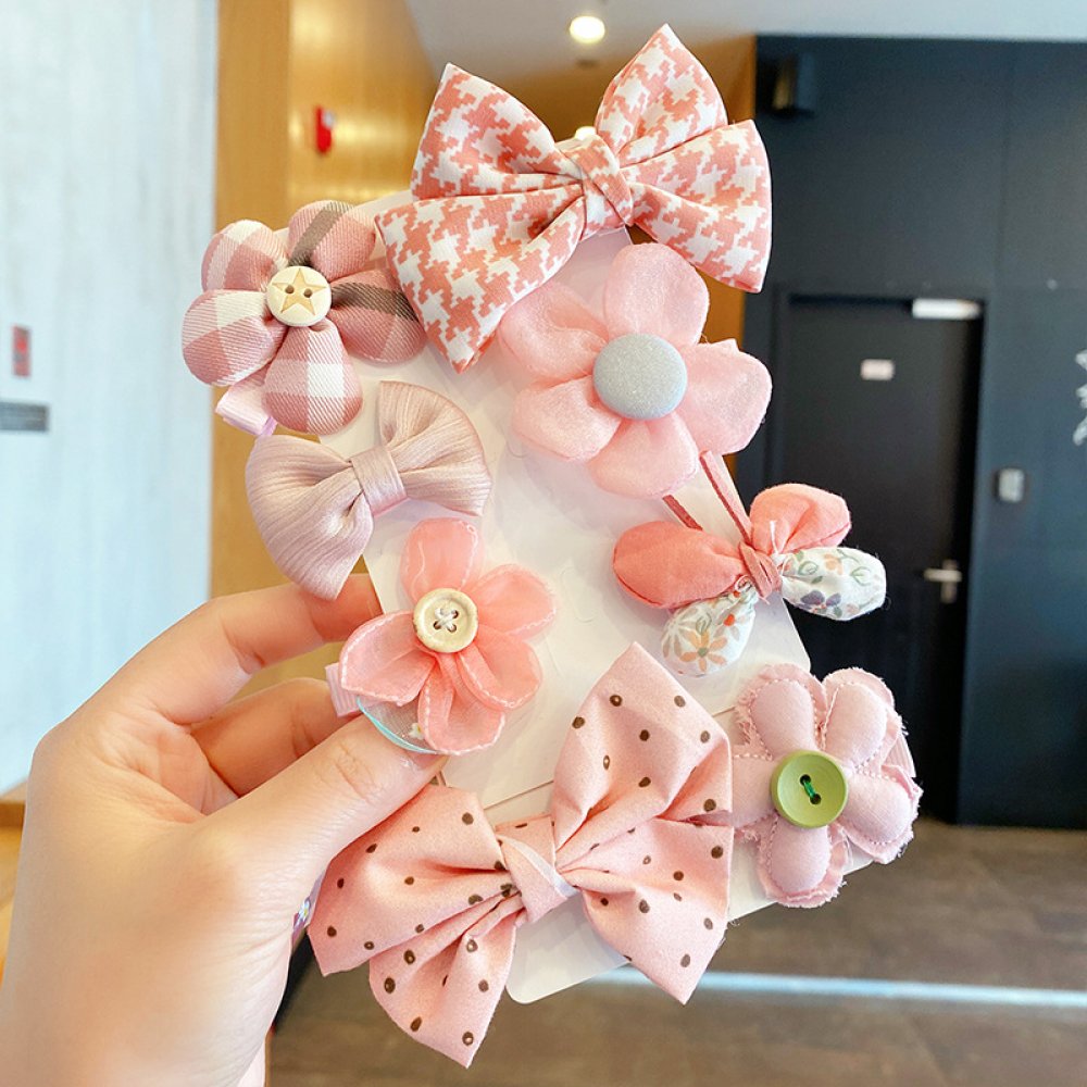 Sponky do vlasů s mašlemi, sada 8 ks, růžová Sponky do vlasů s mašlemi, sada 8 ks, růžová